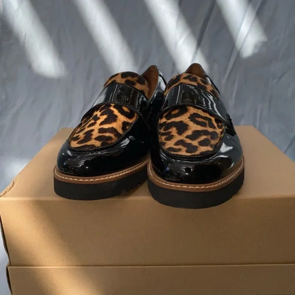 Franco Sarto Cheetah Patent Leather & Fur Penny Loafer Women's Size 10 - Picture 2 of 4